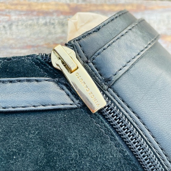 Vince Camuto Leather Suede Cut Out Heels Crop Booties - Picture 11 of 16